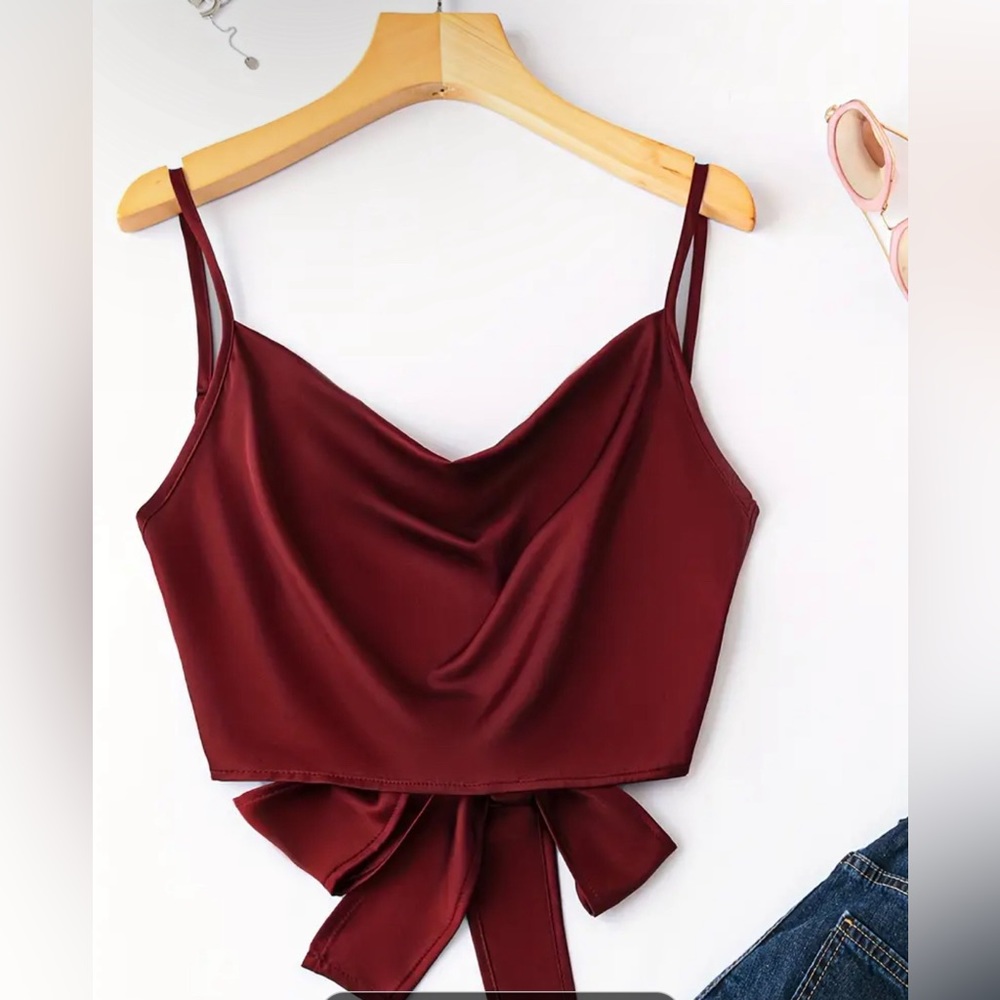NIB Cowl Neck Crop Cami Top, Backless Spaghetti Strap Top